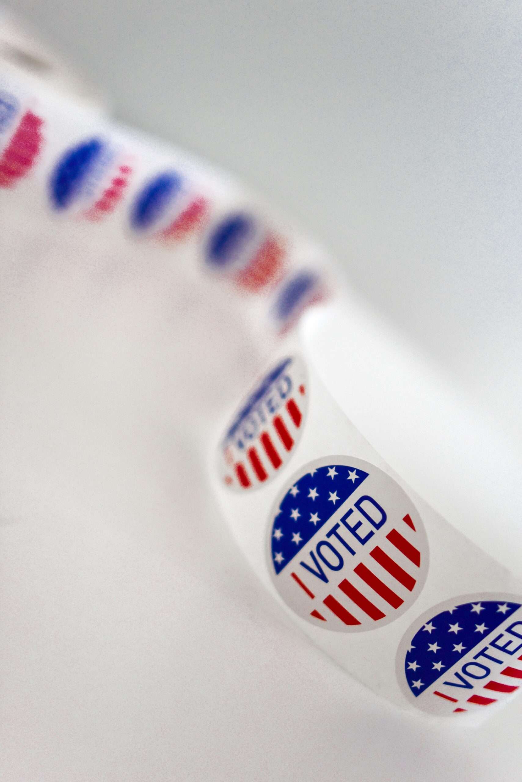 A ribbon of "I voted" stickers